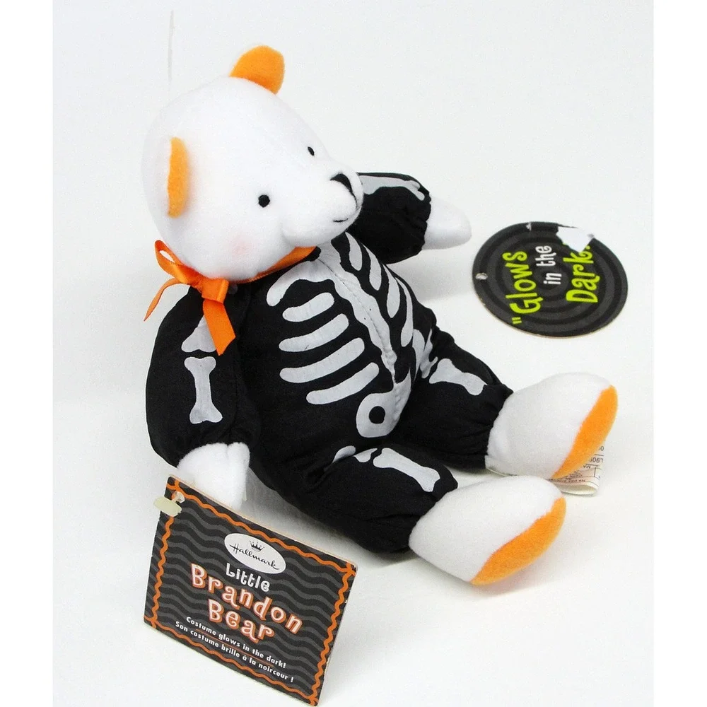 Hallmark Little Brandon Bear Halloween Skeleton Glow in the Dark Plush Toy 9 in
